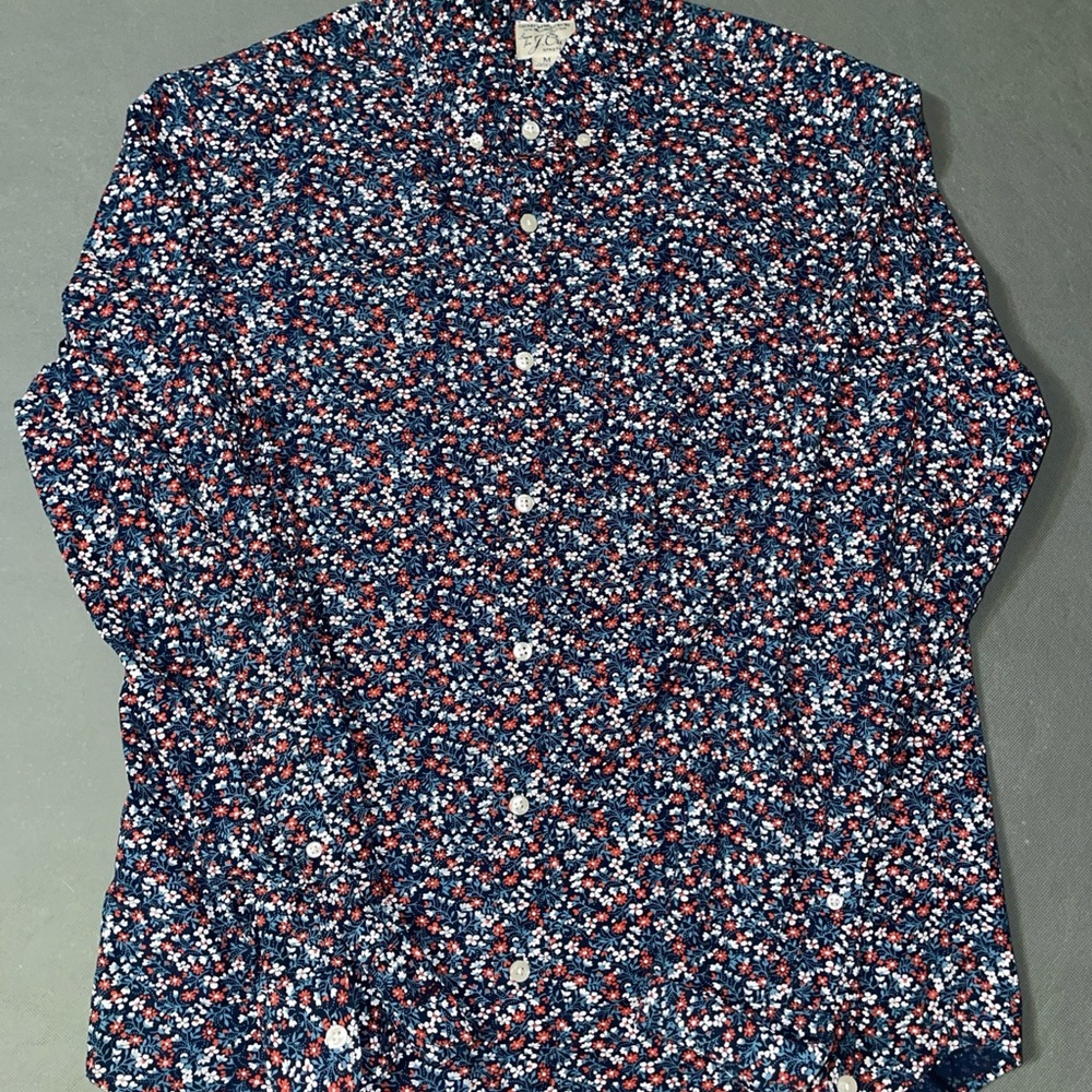 J Crew Multicolored Slim Untucked Stretch Button Down Shirt M Organic Cotton
